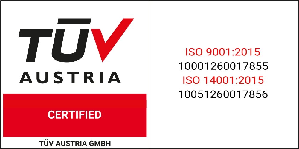 TÜV Austria sertifikat ISO 9001:2015 i ISO 14001:2015